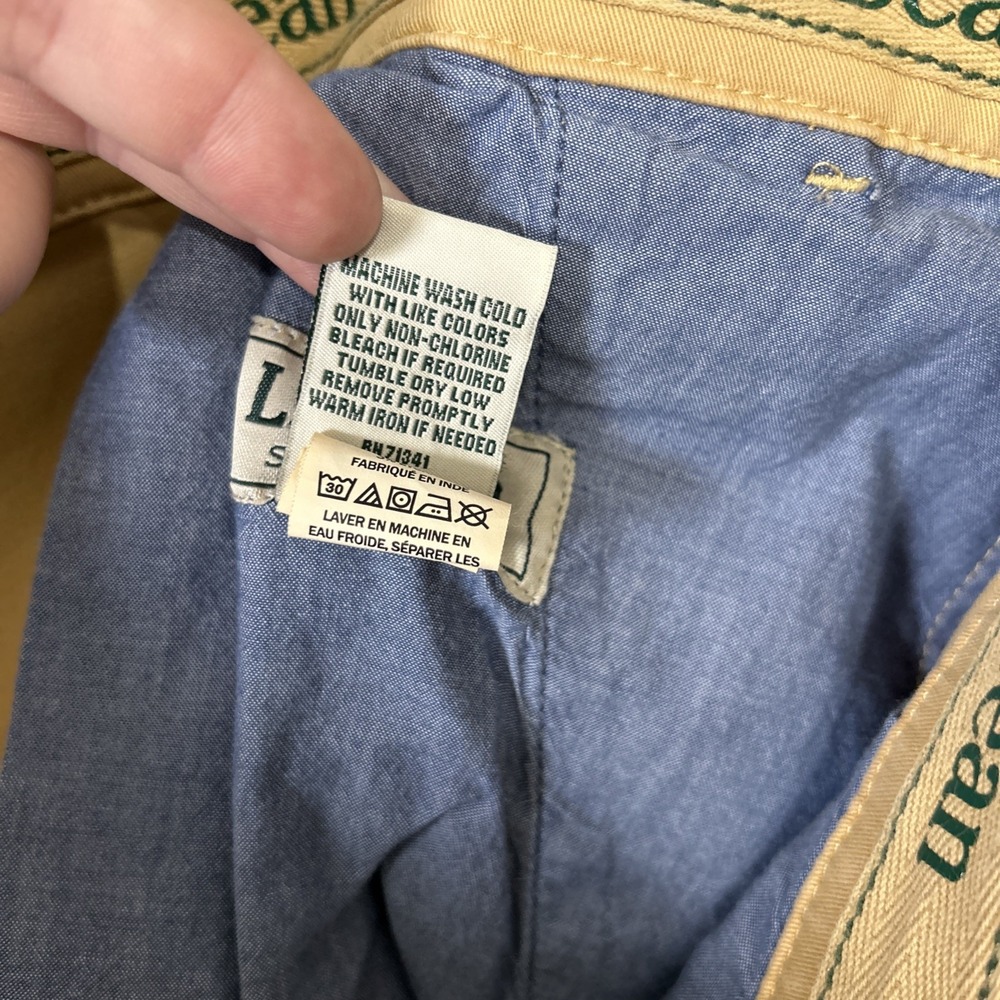 Ll Bean Mens Chino Pants Size 42W X 34 Khaki Standard Fit Straight Leg Lycra - Picture 14 of 15